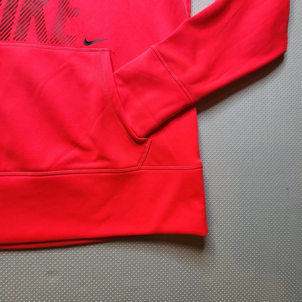 Nike Hoodie Womens XS Pink Sweatshirt Therma Fit Pullover Spell Out Swoosh - Picture 2 of 4